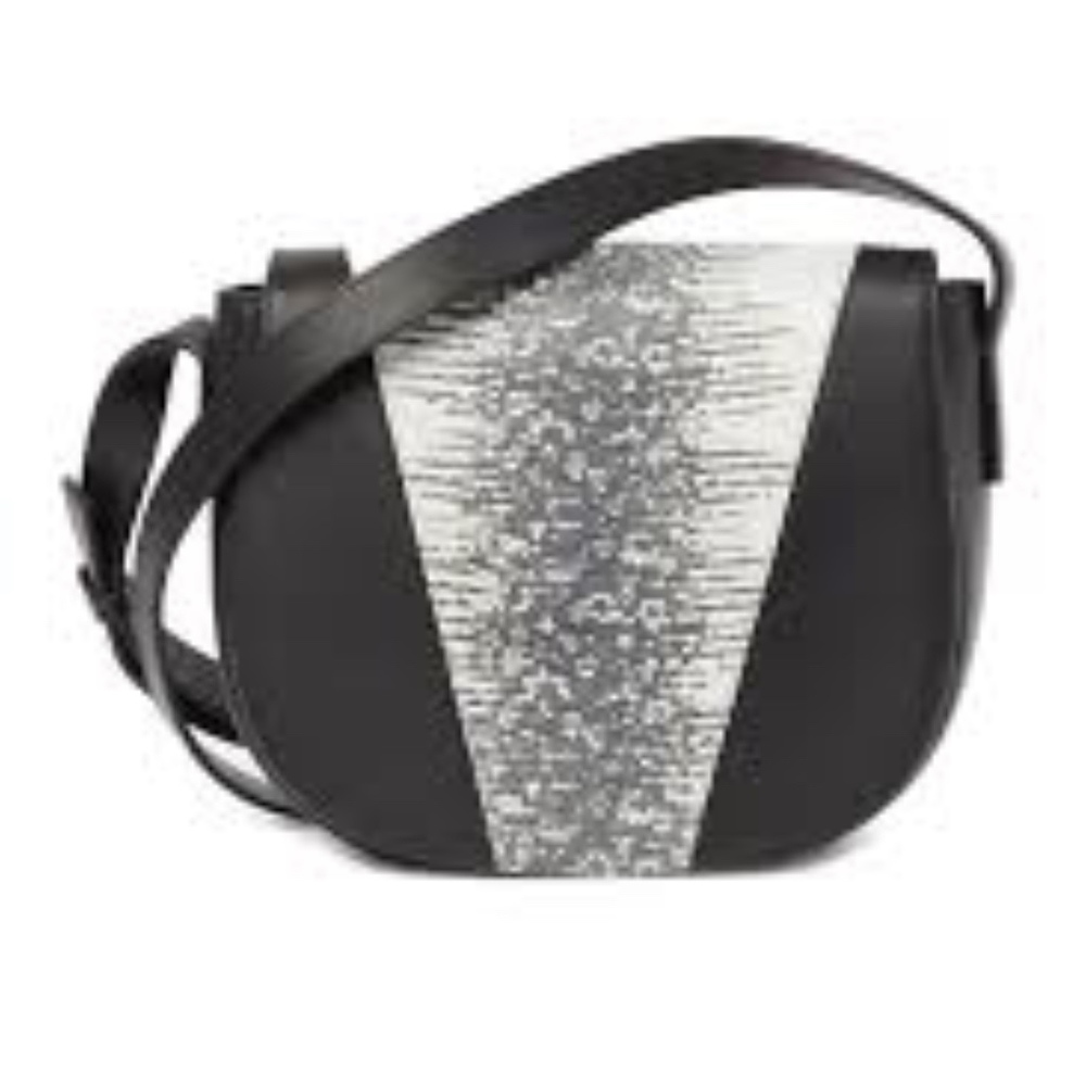 Vince Modern V Lizard Embossed Crossbody Bag NWT